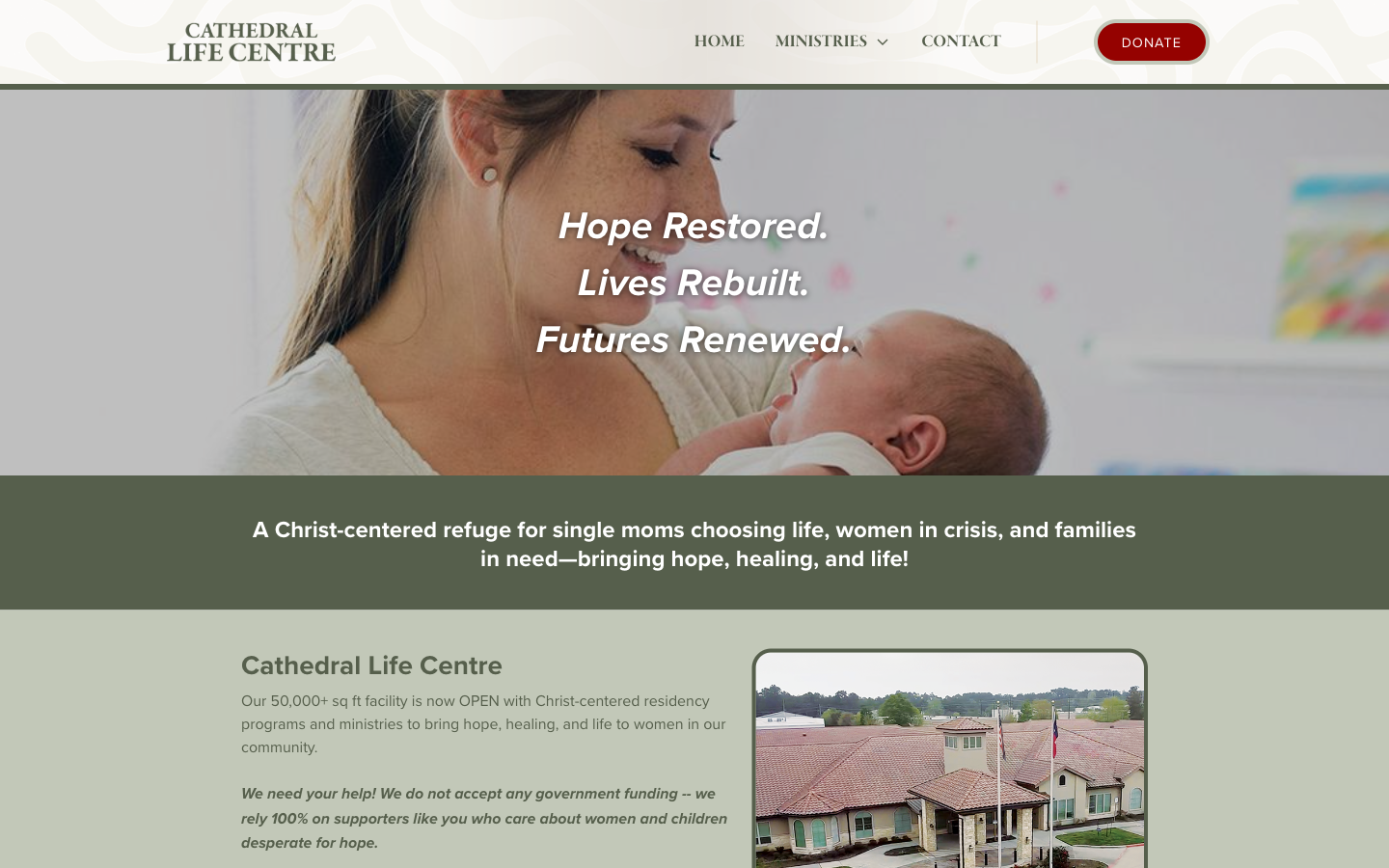 Cathedral Life Centre website screenshot