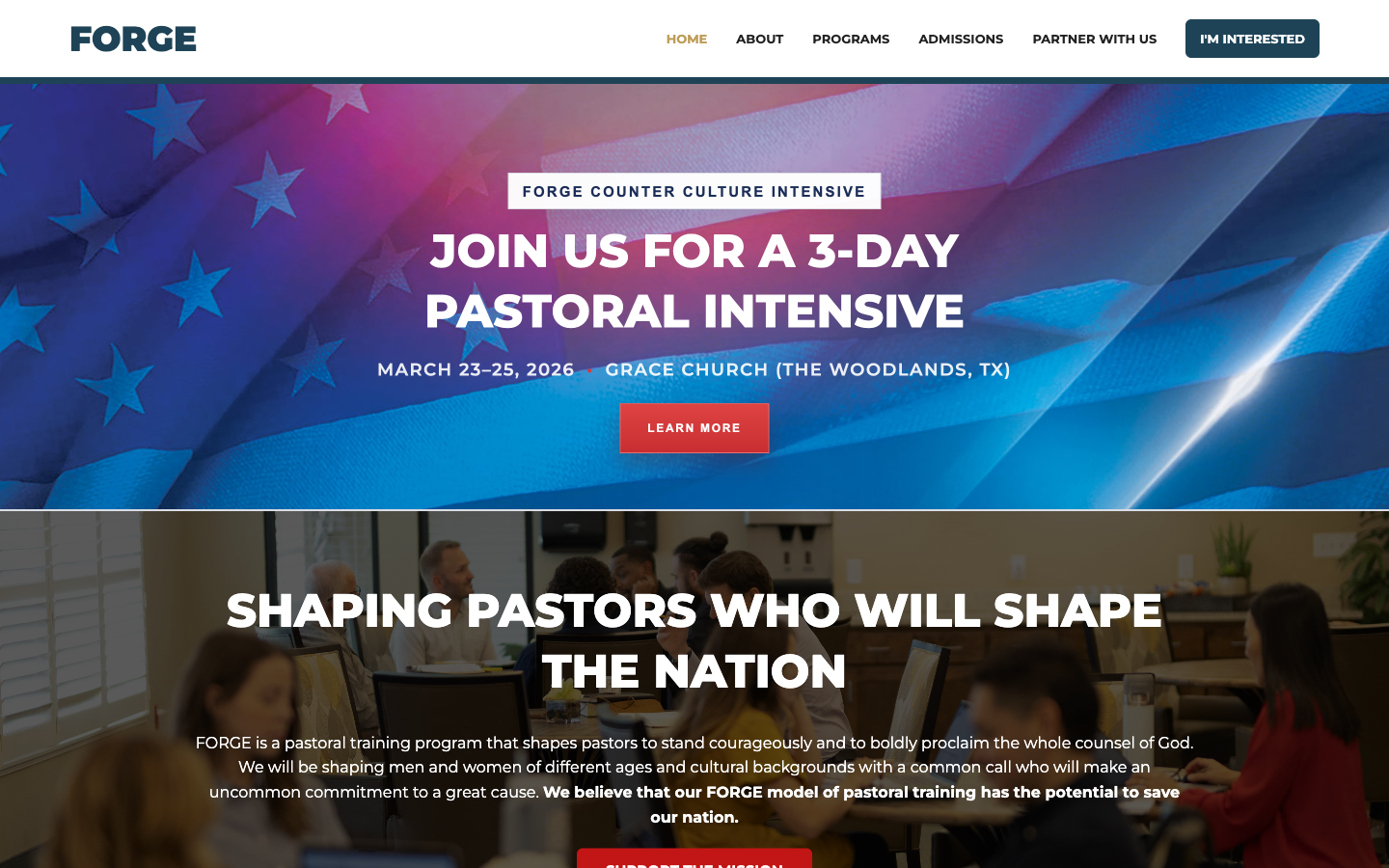 Forge Pastors website screenshot